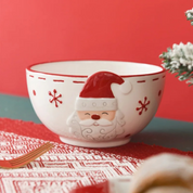 Tigela de Cerâmica Nórdica de Papai Noel com Tema Natalino - Ideal para Saladas, Sopas e Arroz | Home Gaju
