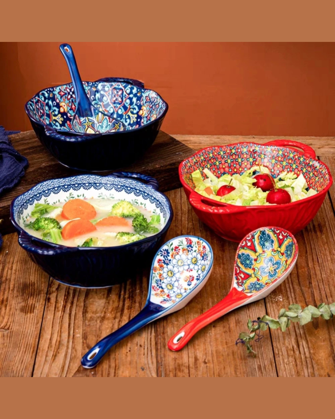 Tigela de Sopa de Cerâmica Boêmio com Alça Para Sopa Ramen e Saladas | Home Gaju
