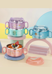 Tigela lancheira infantil em aço inox 304 com alça | Home Gaju