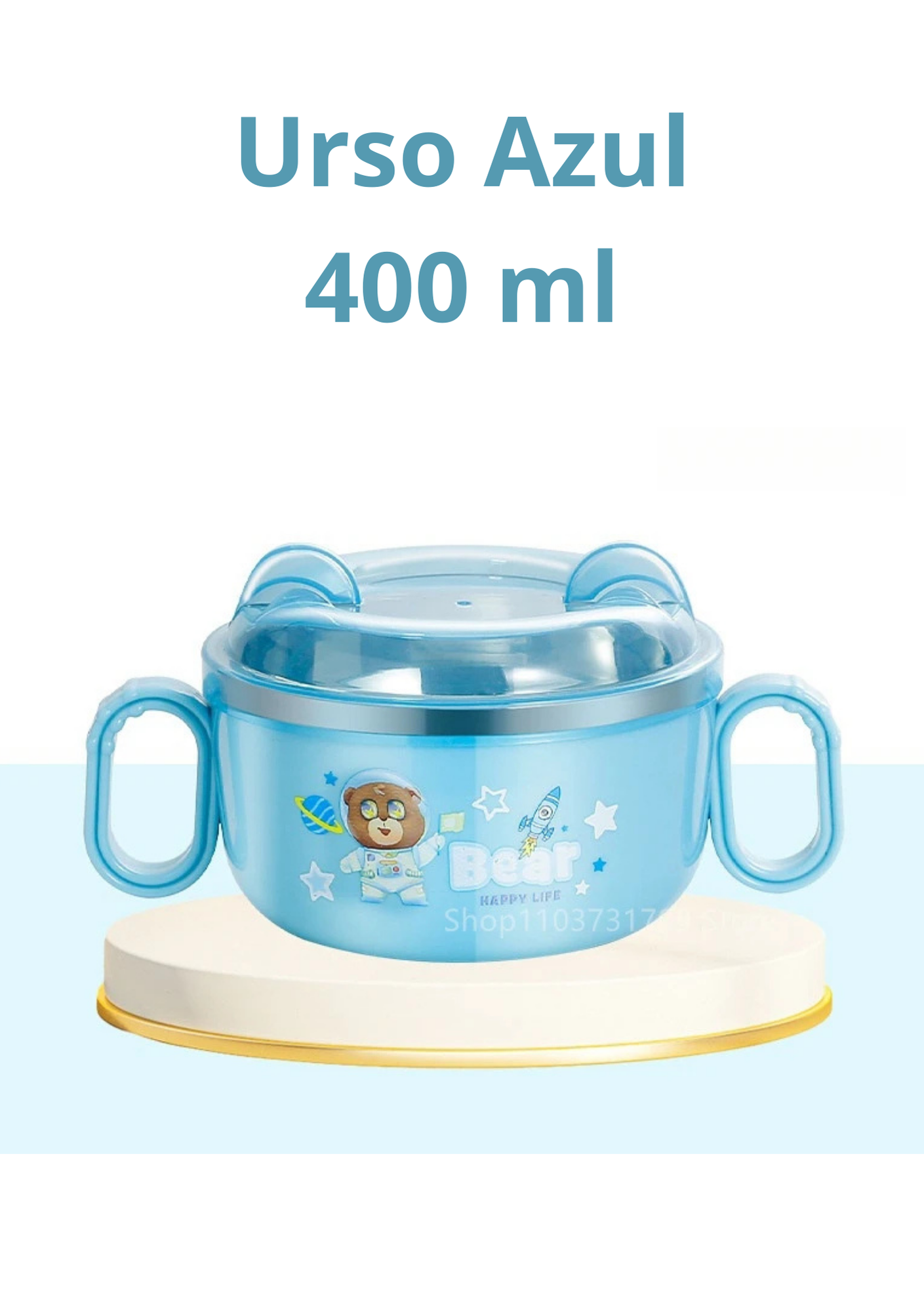 Tigela lancheira infantil em aço inox 304 com alça | Home Gaju