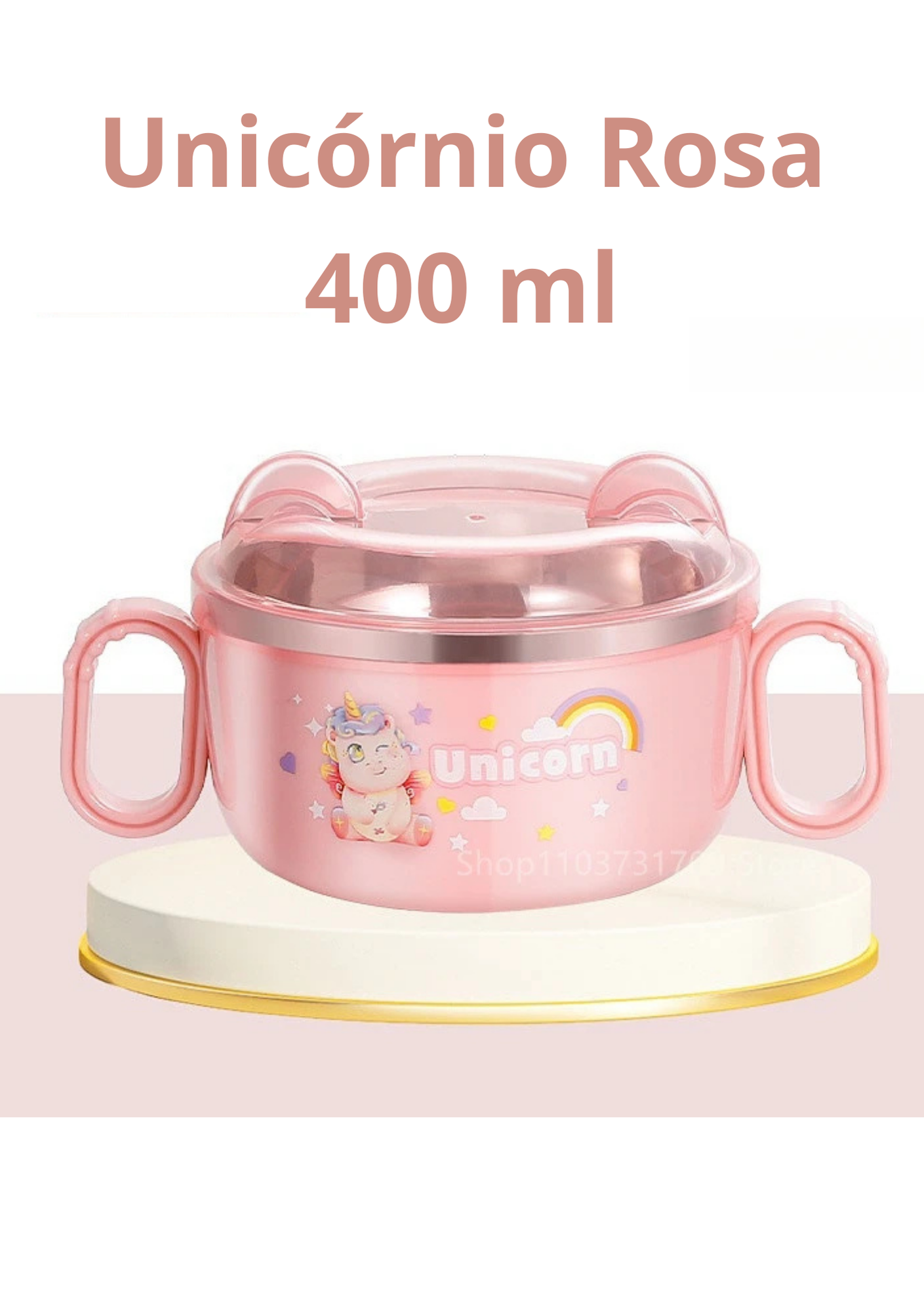 Tigela lancheira infantil em aço inox 304 com alça | Home Gaju