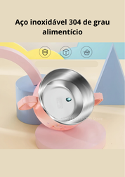 Tigela lancheira infantil em aço inox 304 com alça | Home Gaju