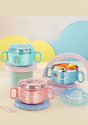 Tigela lancheira infantil em aço inox 304 com alça | Home Gaju