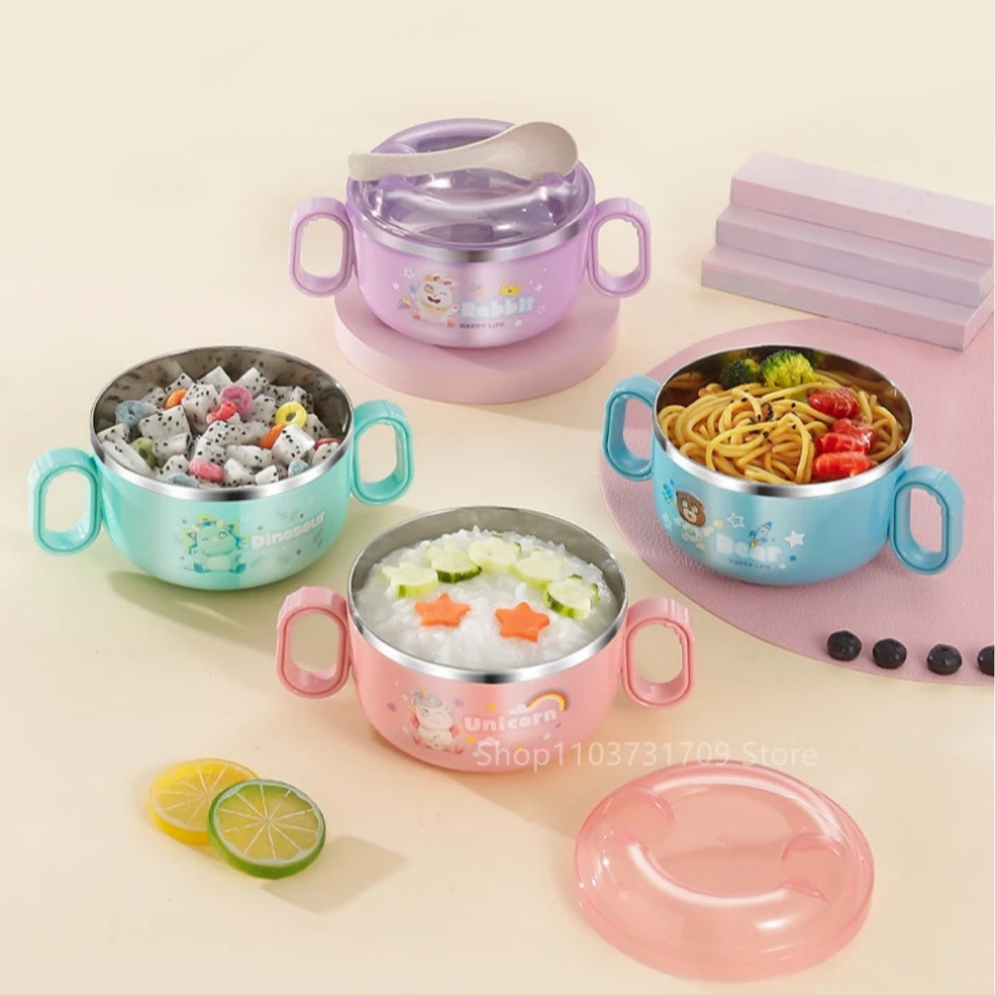 Tigela lancheira infantil em aço inox 304 com alça | Home Gaju