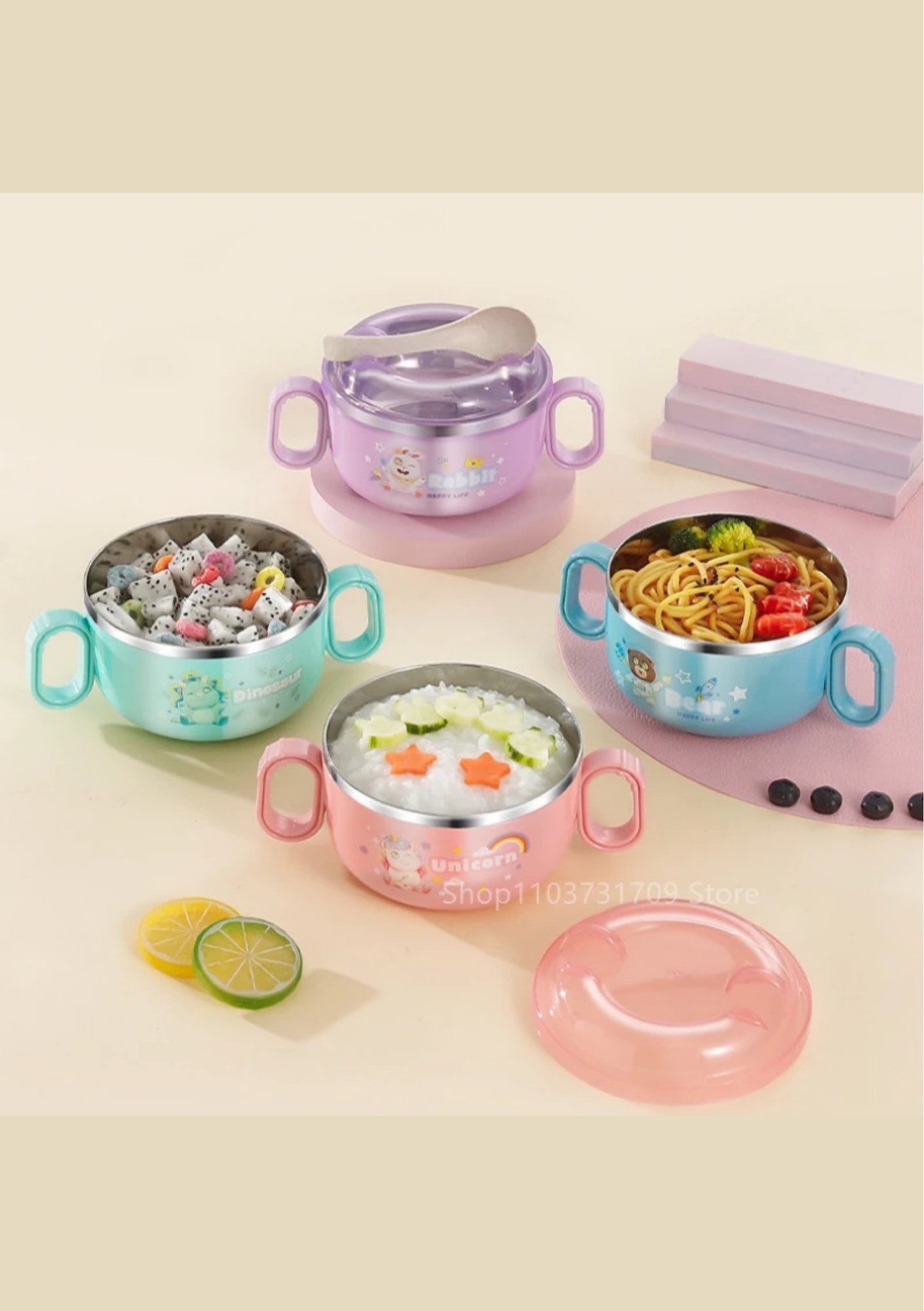 Tigela lancheira infantil em aço inox 304 com alça | Home Gaju