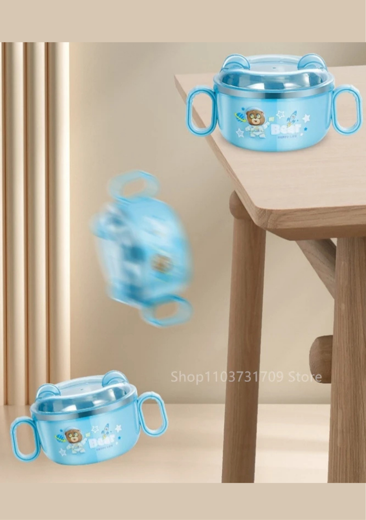 Tigela lancheira infantil em aço inox 304 com alça | Home Gaju