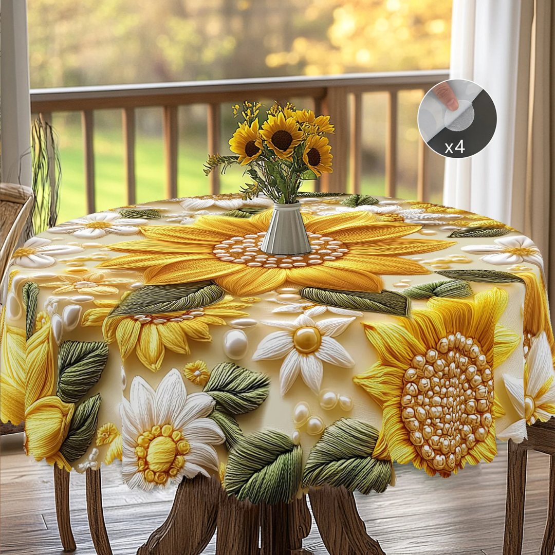Toalha de Mesa com Flor 3D Amarela Decoração Primavera Verão | Home Gaju
