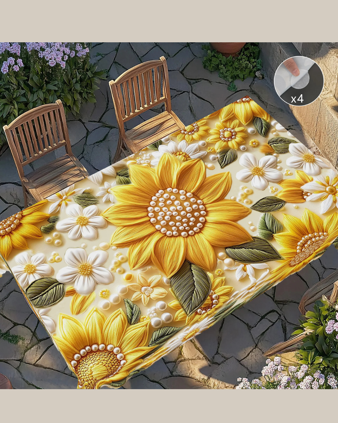 Toalha de Mesa com Flor 3D Amarela Decoração Primavera Verão | Home Gaju