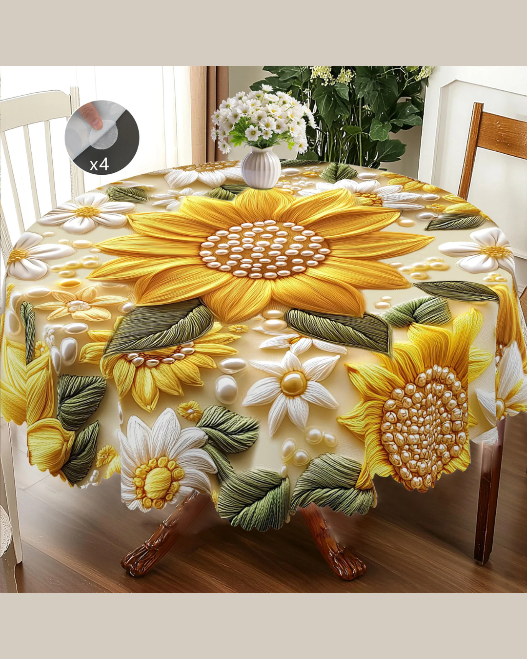 Toalha de Mesa com Flor 3D Amarela Decoração Primavera Verão | Home Gaju
