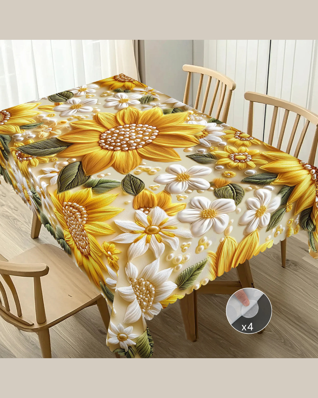 Toalha de Mesa com Flor 3D Amarela Decoração Primavera Verão | Home Gaju
