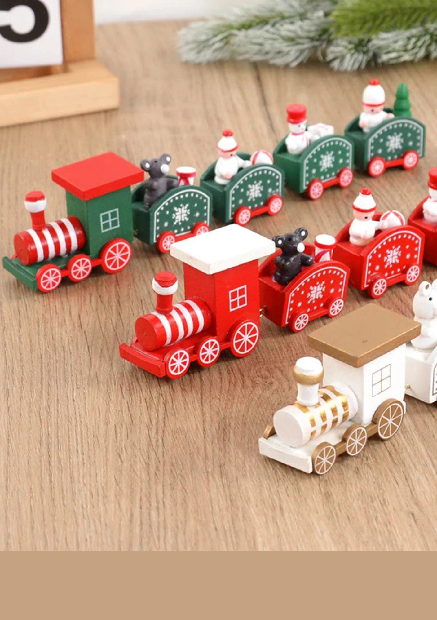 Trem de Madeira Decorativo Natalino