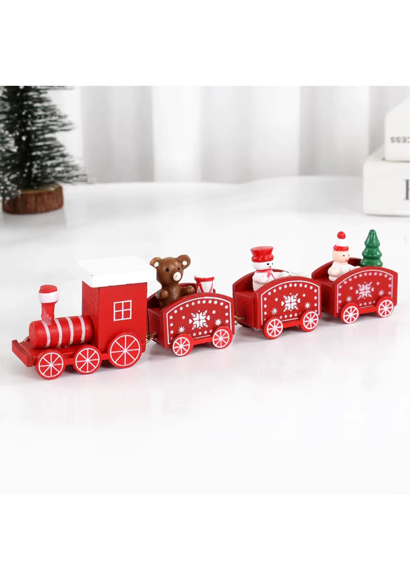 Trem de Madeira Decorativo Natalino