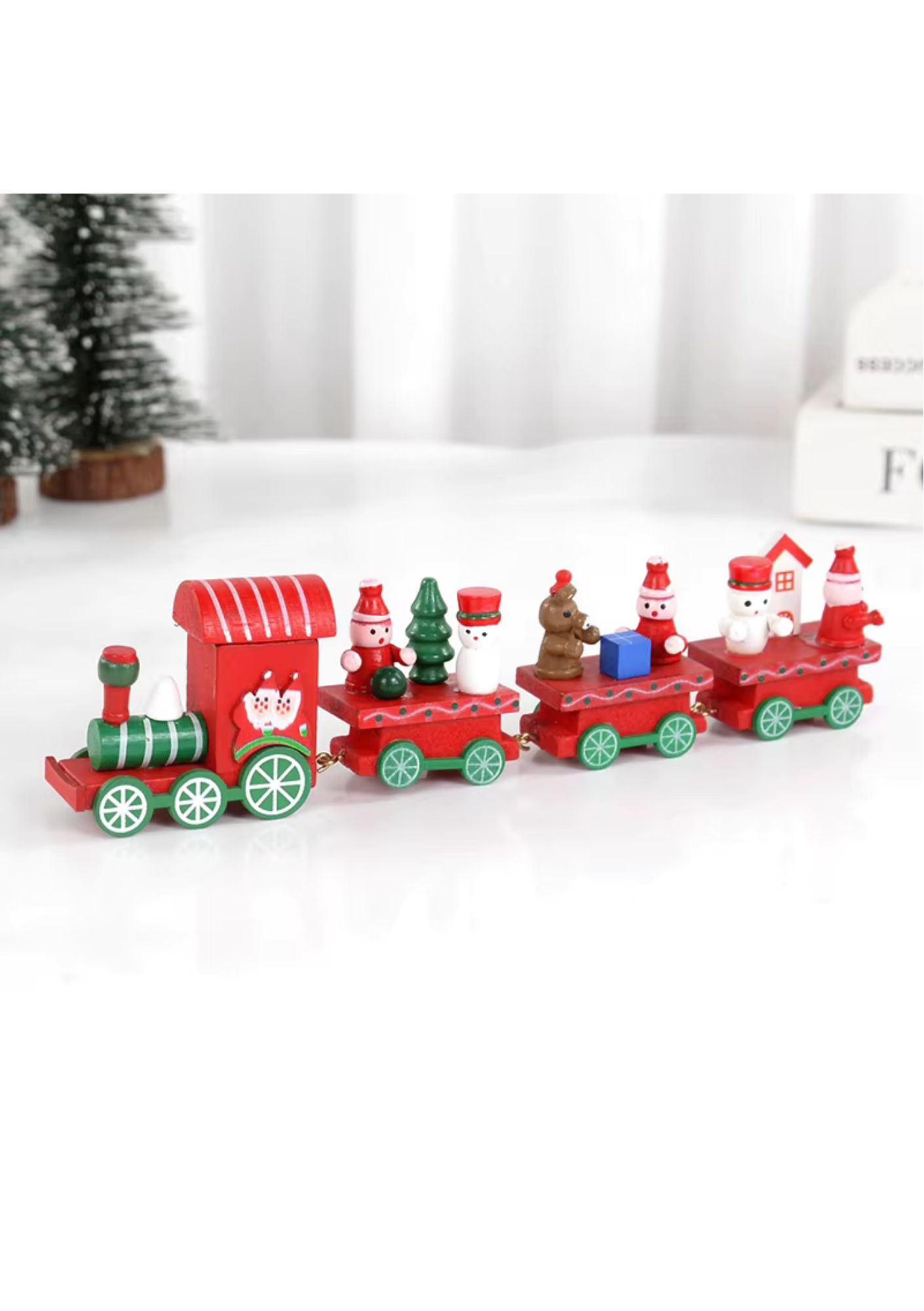 Trem de Madeira Decorativo Natalino