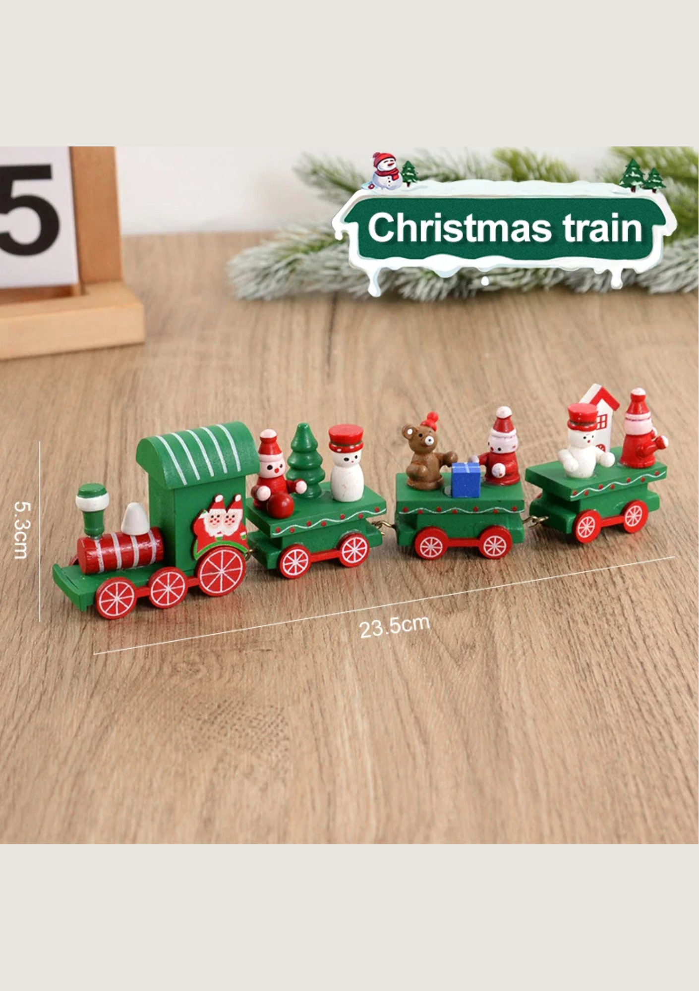 Trem de Madeira Decorativo Natalino