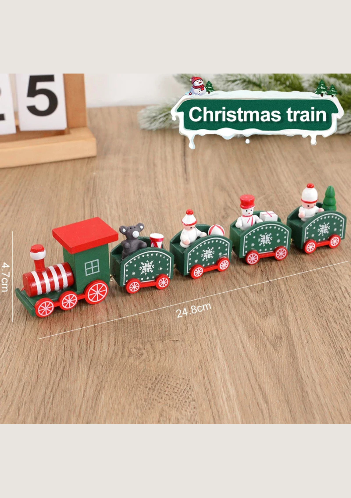 Trem de Madeira Decorativo Natalino