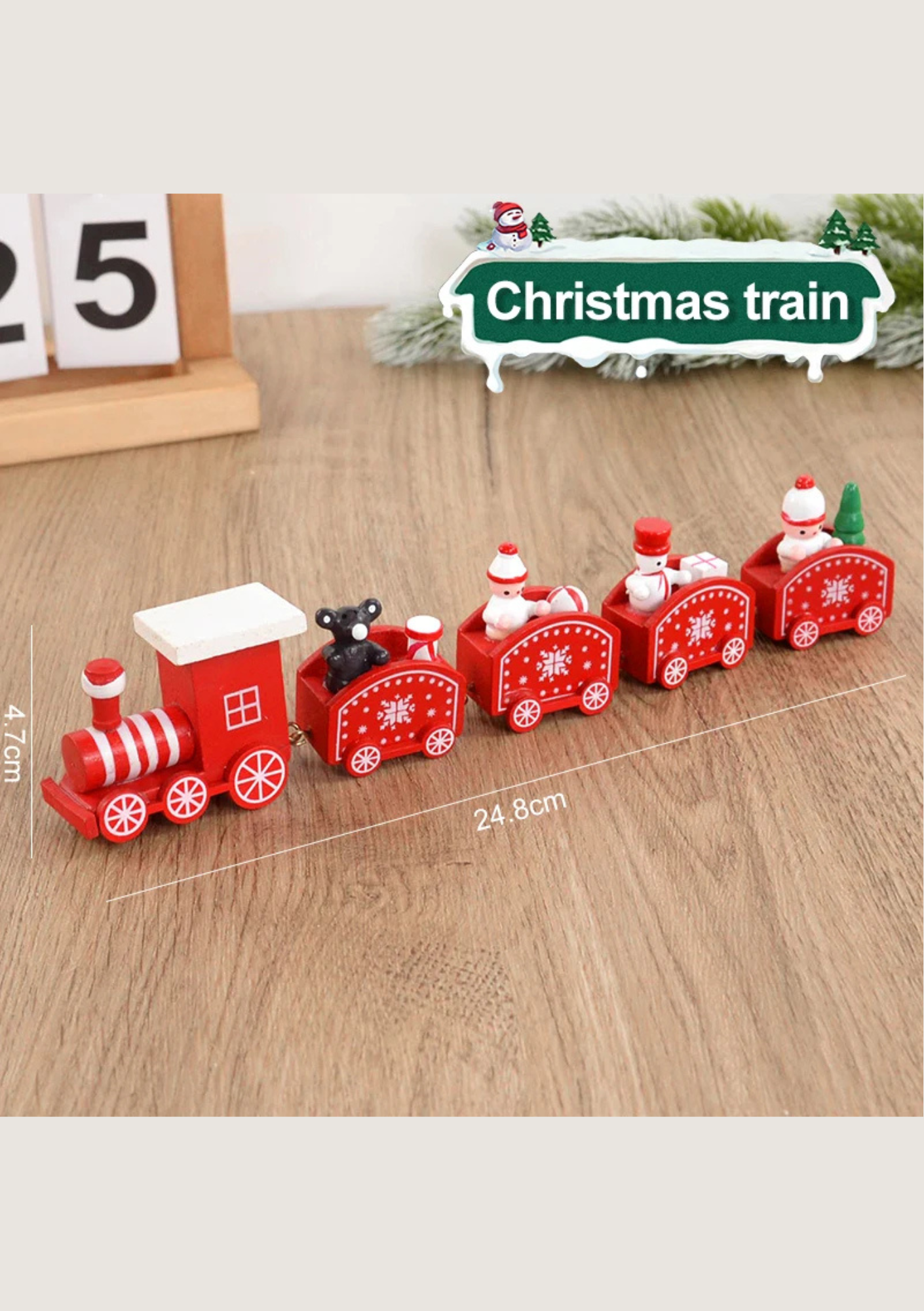 Trem de Madeira Decorativo Natalino