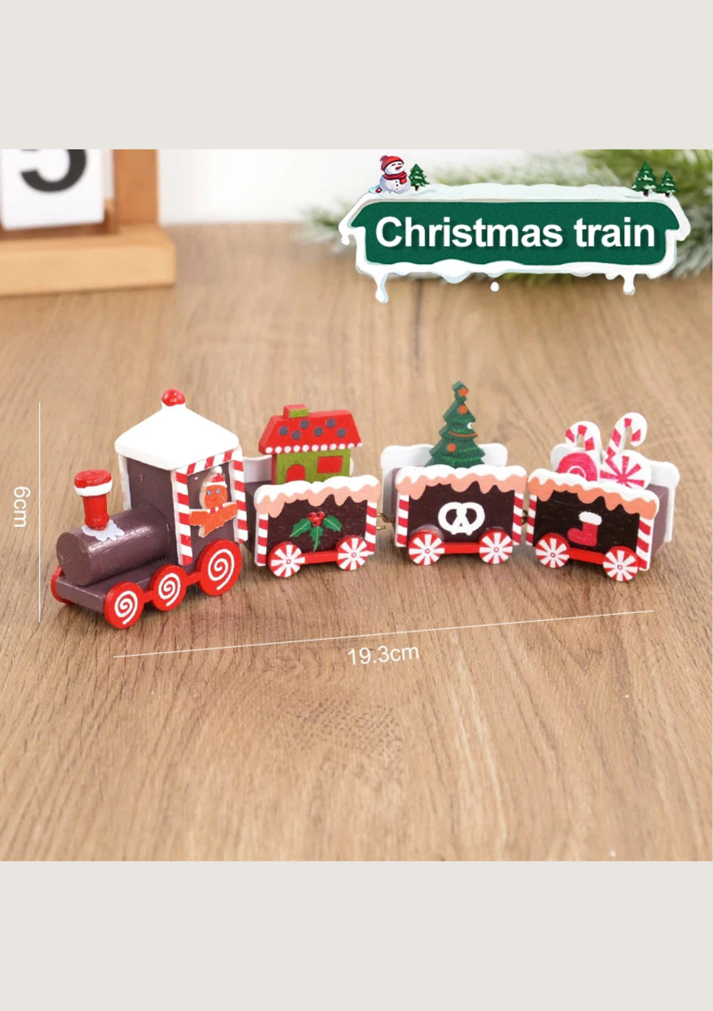 Trem de Madeira Decorativo Natalino