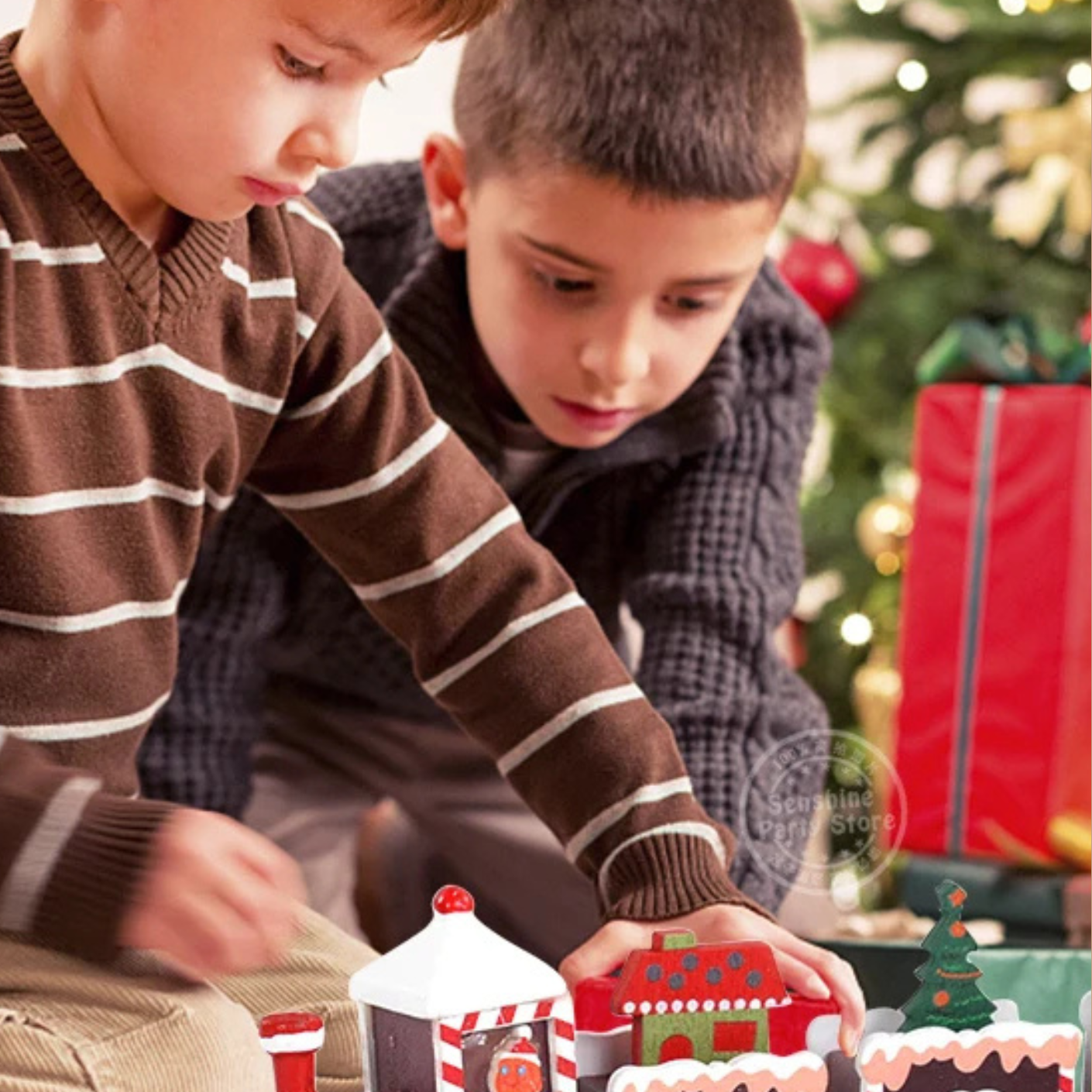 Trem de Madeira Decorativo Natalino