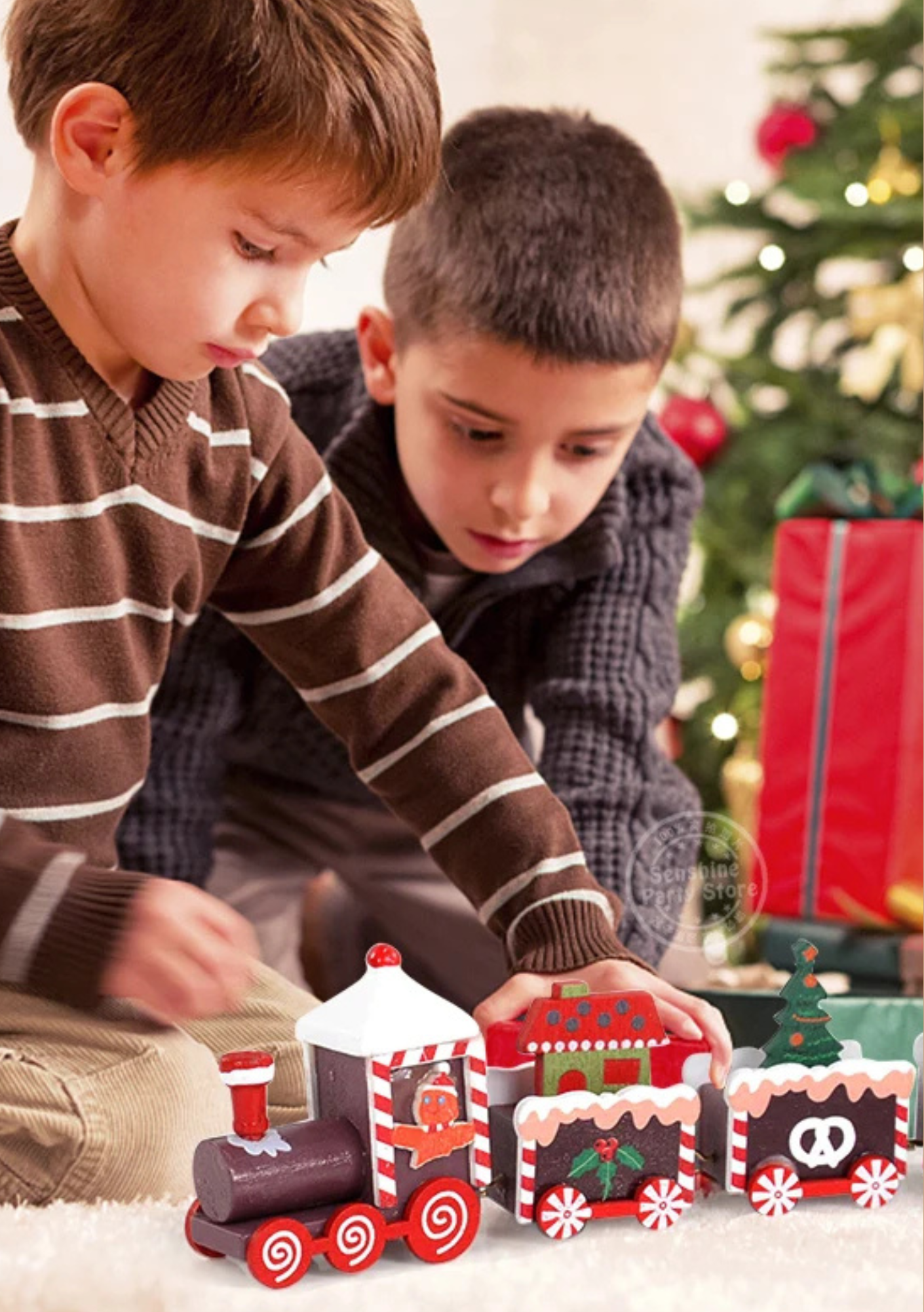 Trem de Madeira Decorativo Natalino