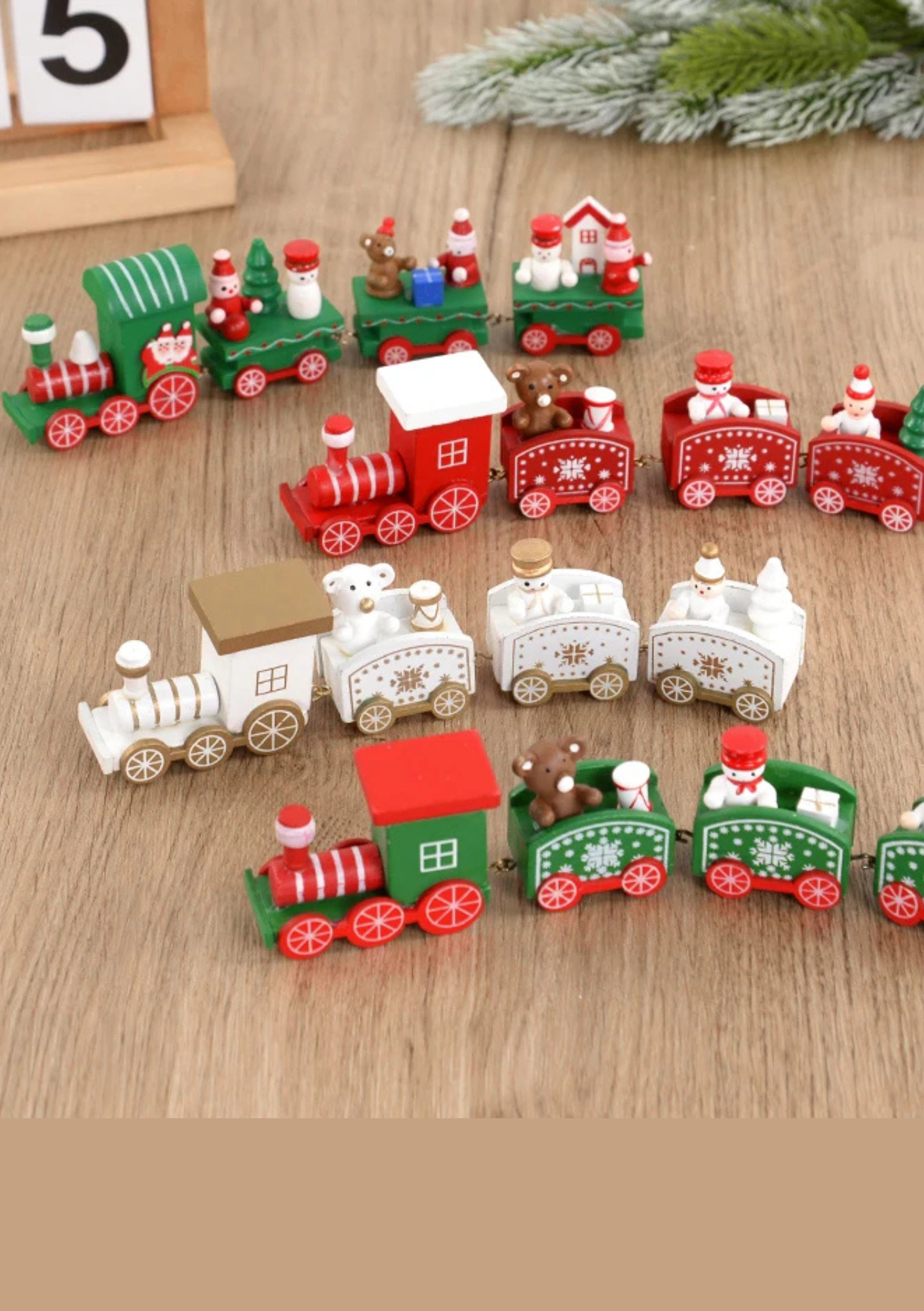 Trem de Madeira Decorativo Natalino