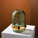 Vaso de Vidro Verde Escuro com Borda Dourada | Decoração de Mesa Europeia | Home Gaju
