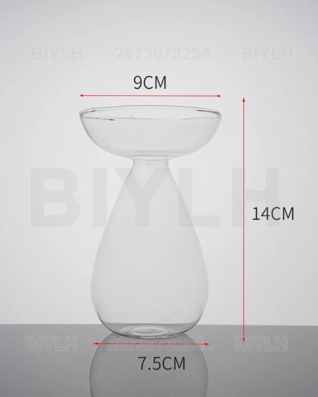 Vaso de Vidro Hidropônico para Cultivo de Abacate com medidas