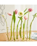 Conjunto de vasos de vidro para decoração com flores rosas e brancas