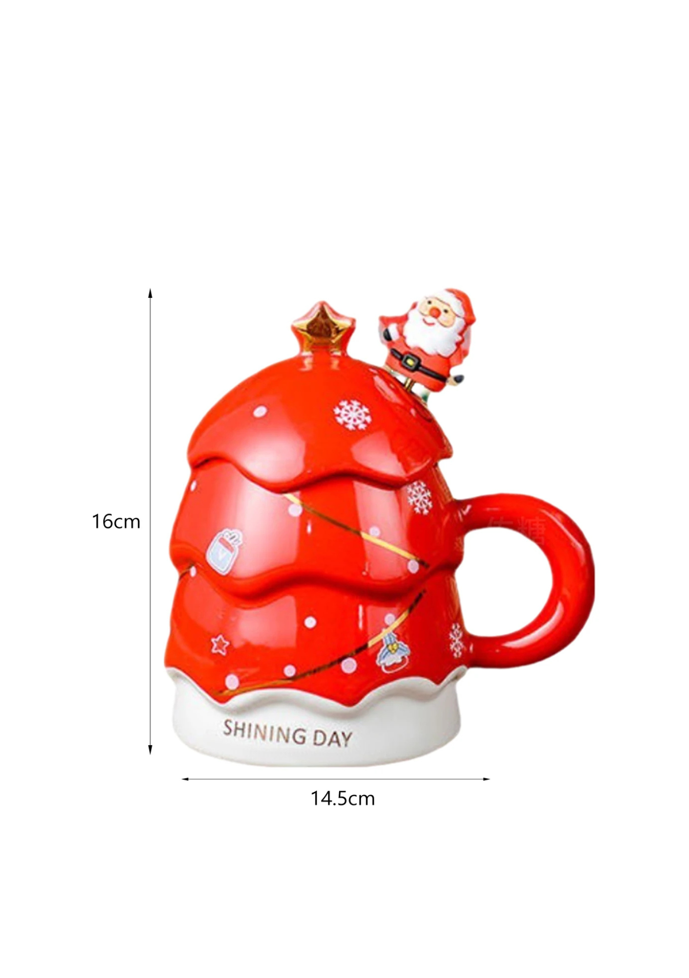 Xícara de Café em Formato de Árvore de Natal com as medidas